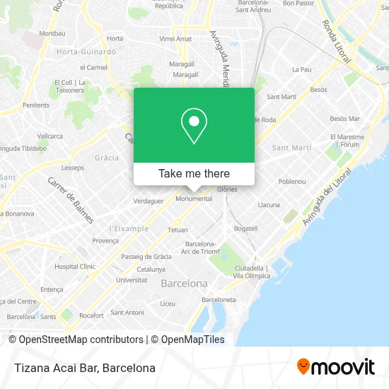 Tizana Acai Bar map