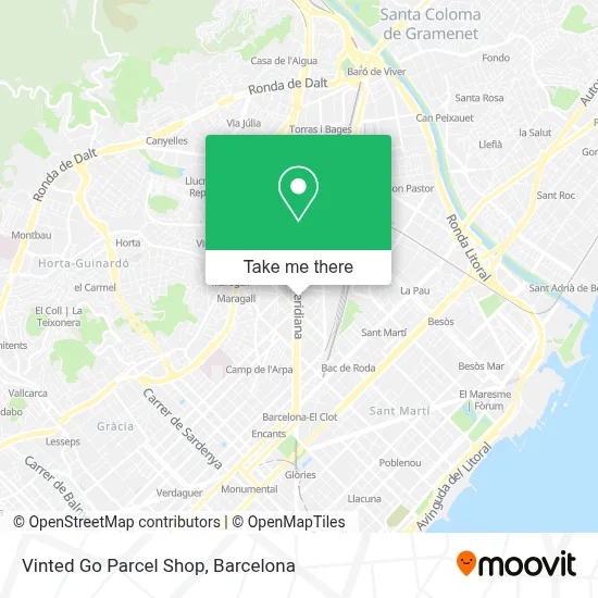 Vinted Go Parcel Shop map