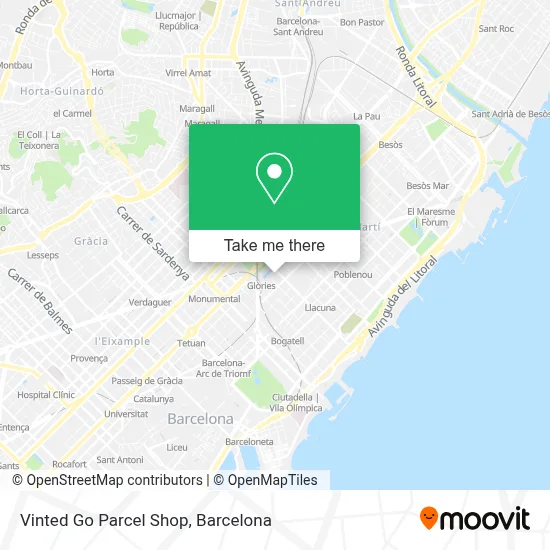 Vinted Go Parcel Shop map