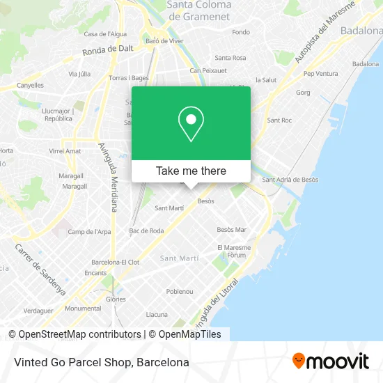 Vinted Go Parcel Shop map