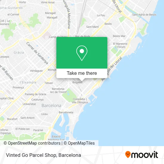 Vinted Go Parcel Shop map