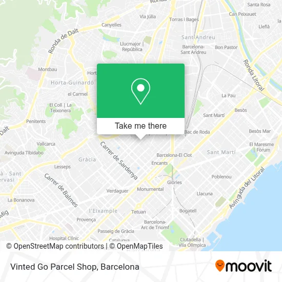 Vinted Go Parcel Shop map