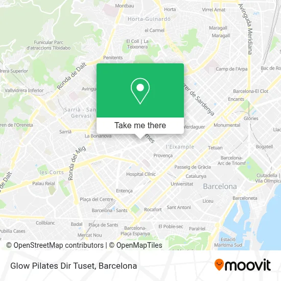 Glow Pilates Dir Tuset map