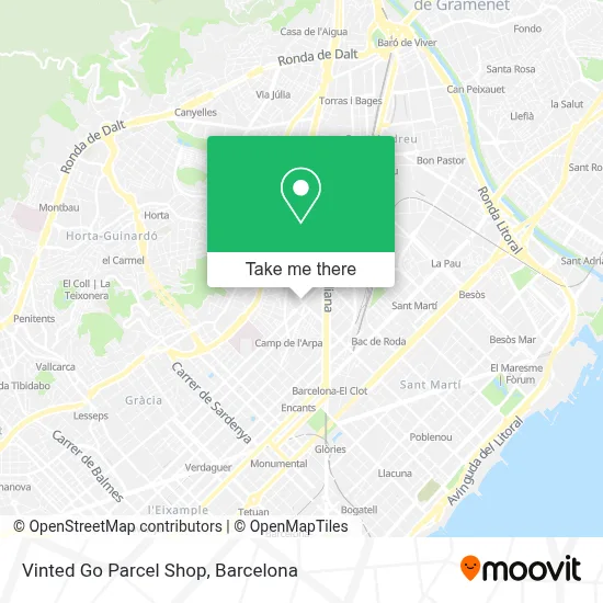 Vinted Go Parcel Shop map
