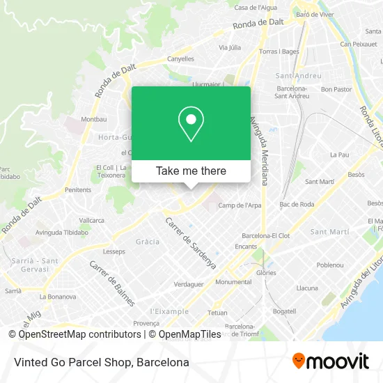 Vinted Go Parcel Shop map