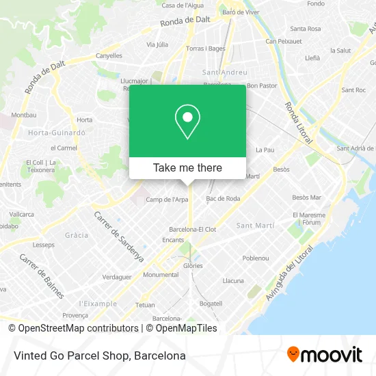 Vinted Go Parcel Shop map