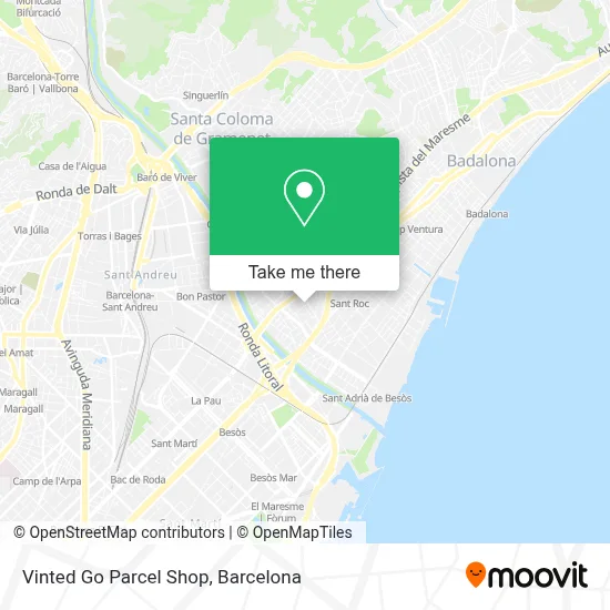 Vinted Go Parcel Shop map