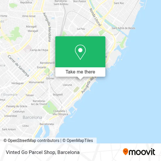 Vinted Go Parcel Shop map