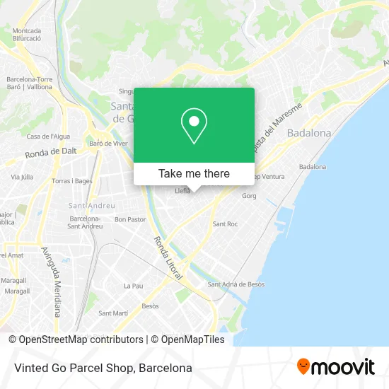 Vinted Go Parcel Shop map