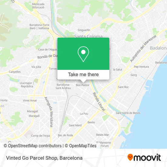 Vinted Go Parcel Shop map