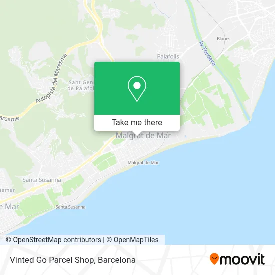 Vinted Go Parcel Shop map