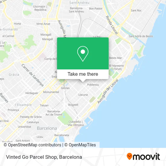 Vinted Go Parcel Shop map