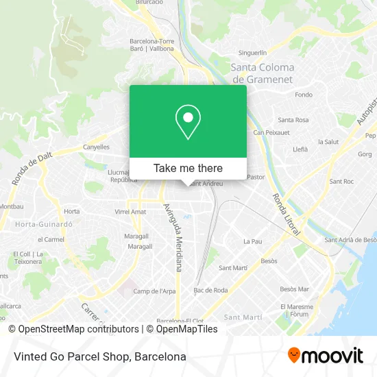 Vinted Go Parcel Shop map