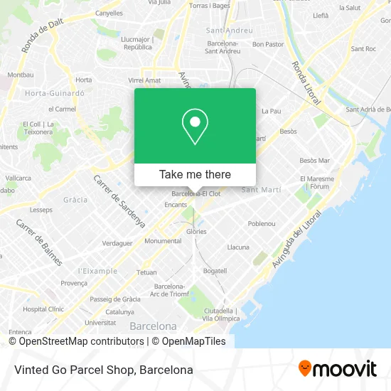 Vinted Go Parcel Shop map