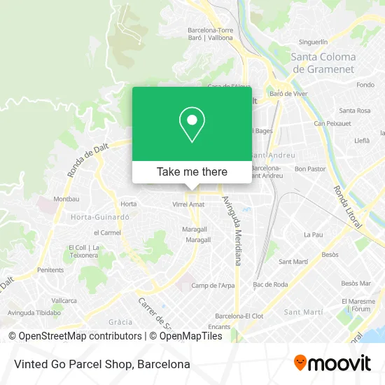 Vinted Go Parcel Shop map
