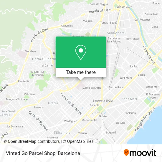 Vinted Go Parcel Shop map