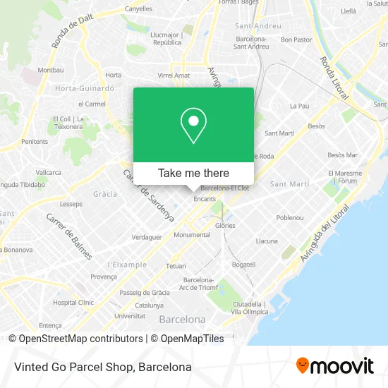 Vinted Go Parcel Shop map