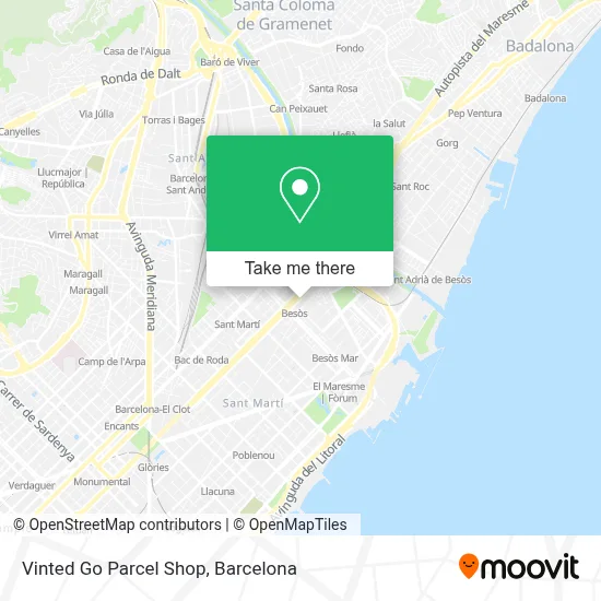 Vinted Go Parcel Shop map