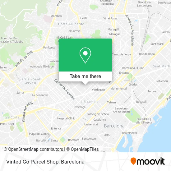 Vinted Go Parcel Shop map