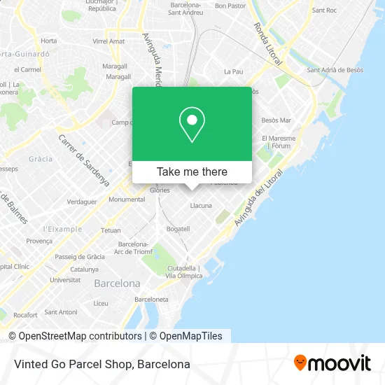 Vinted Go Parcel Shop map