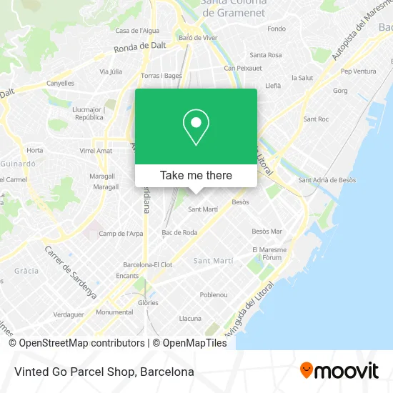 Vinted Go Parcel Shop map