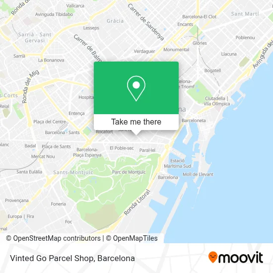 Vinted Go Parcel Shop map