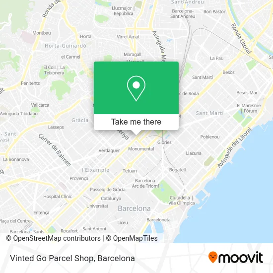 Vinted Go Parcel Shop map