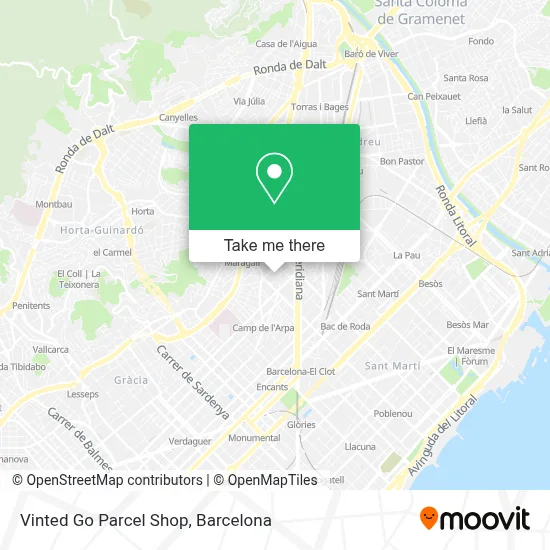 Vinted Go Parcel Shop map