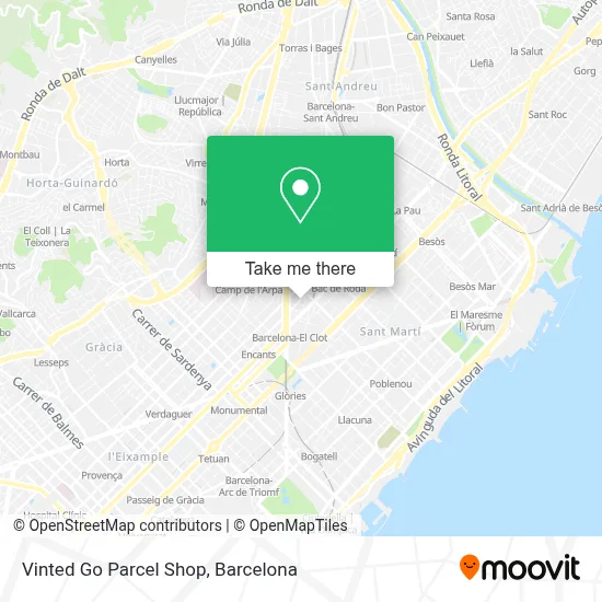 Vinted Go Parcel Shop map