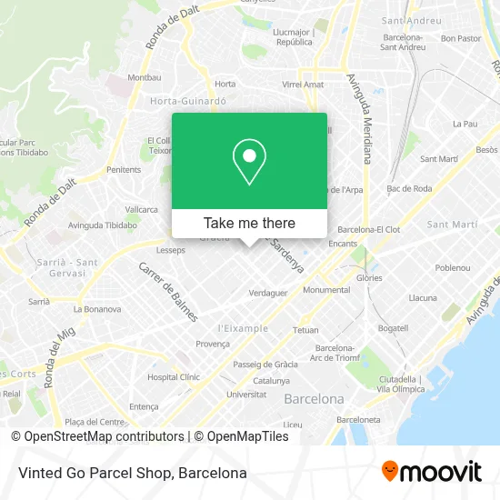 Vinted Go Parcel Shop map