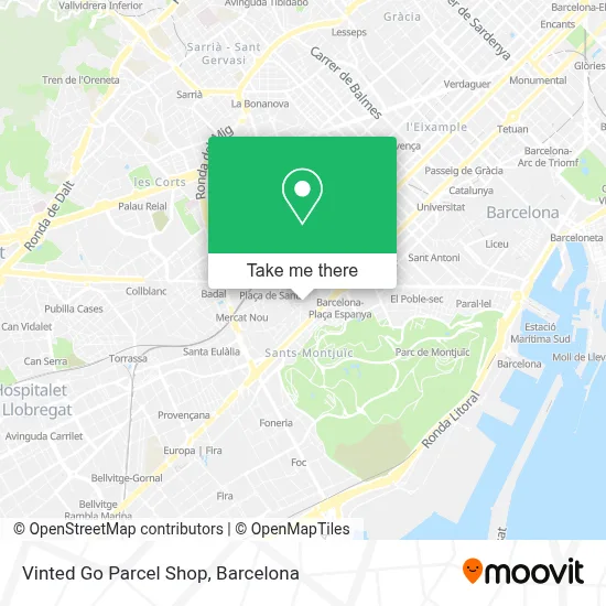 Vinted Go Parcel Shop map