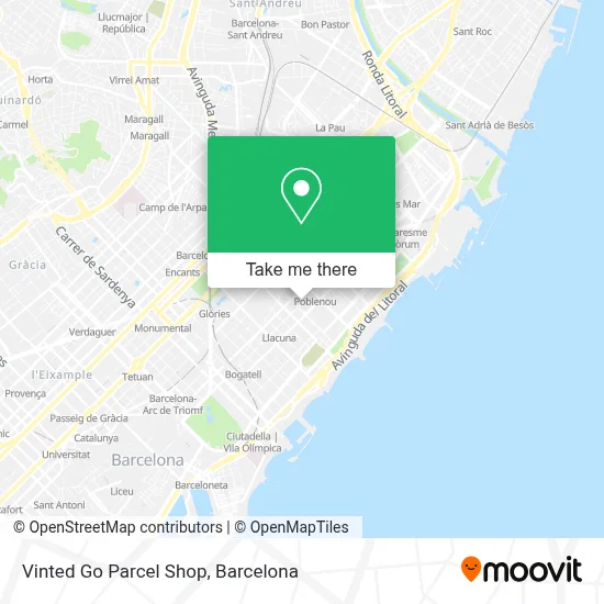 Vinted Go Parcel Shop map