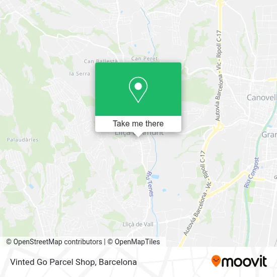 Vinted Go Parcel Shop map