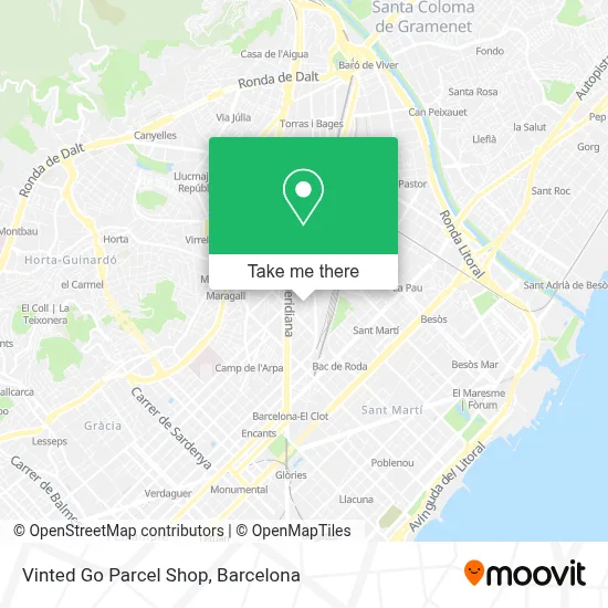 Vinted Go Parcel Shop map