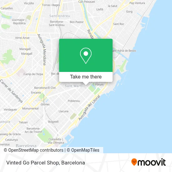 Vinted Go Parcel Shop map