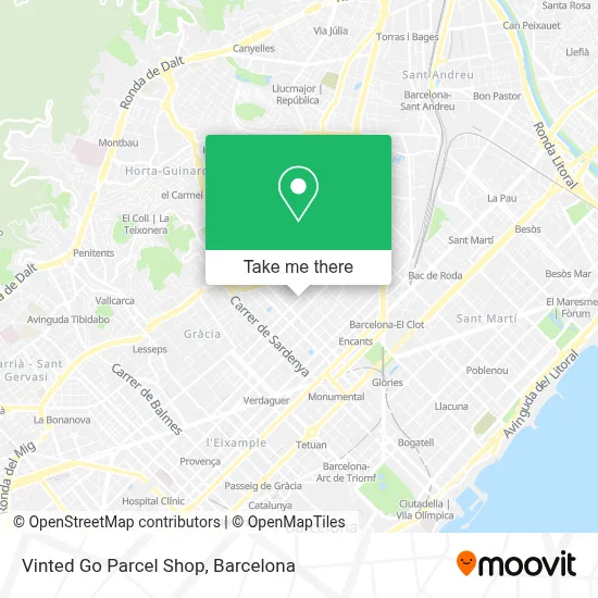 Vinted Go Parcel Shop map