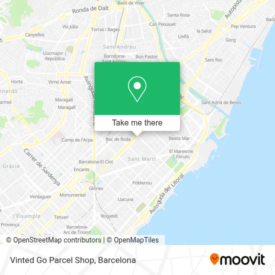 Vinted Go Parcel Shop map