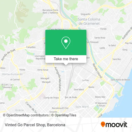 Vinted Go Parcel Shop map