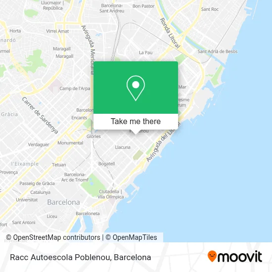 Racc Autoescola Poblenou map