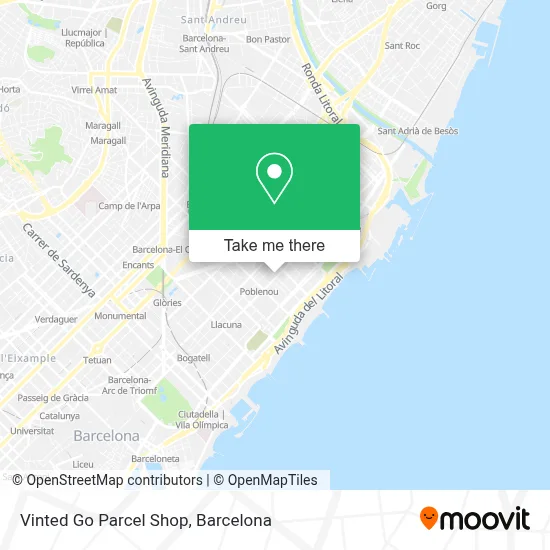 Vinted Go Parcel Shop map