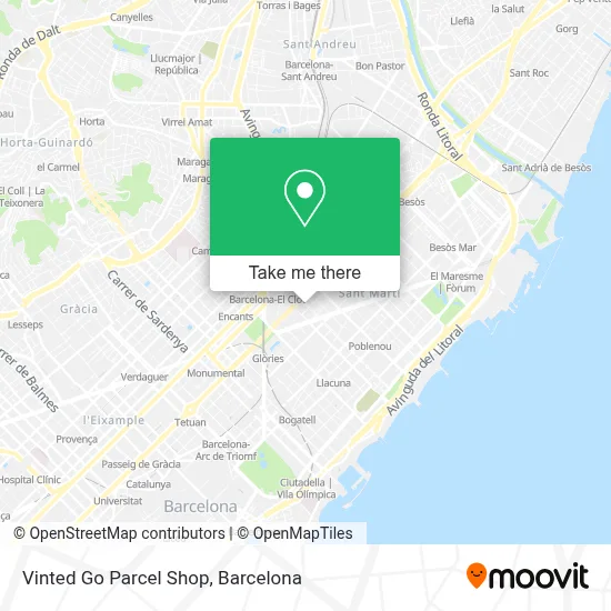 Vinted Go Parcel Shop map
