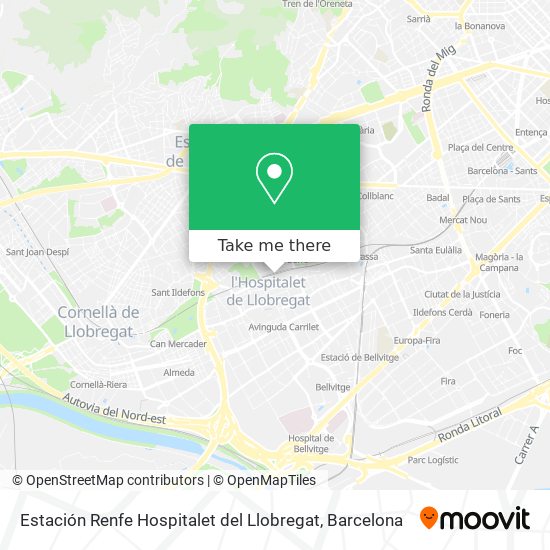 mapa Estación Renfe Hospitalet del Llobregat
