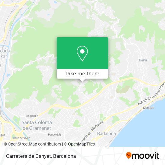 Carretera de Canyet map