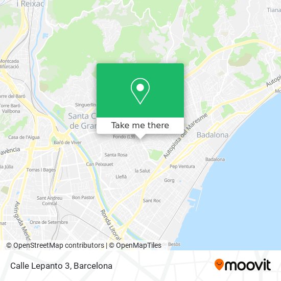 How to get to Calle Lepanto 3 in Badalona by Bus, Metro, Train or Funicular?