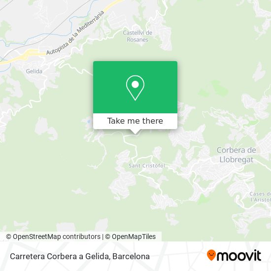 Carretera Corbera a Gelida map