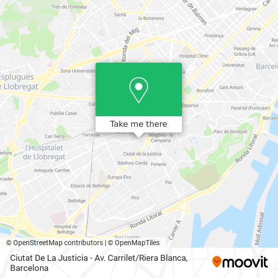 mapa Ciutat De La Justicia - Av. Carrilet / Riera Blanca