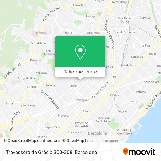 mapa Travessera de Gràcia 300-308