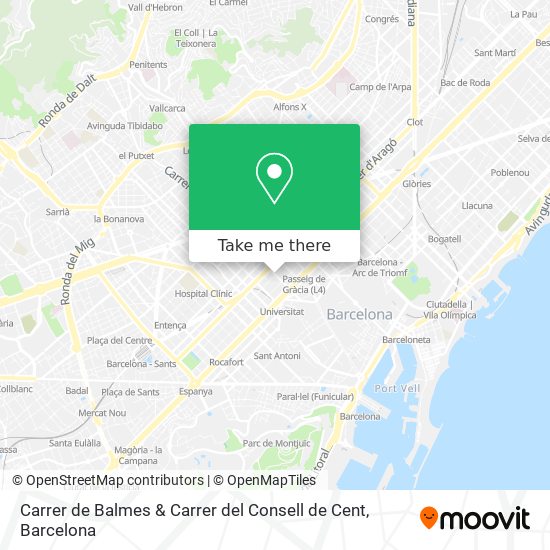mapa Carrer de Balmes & Carrer del Consell de Cent