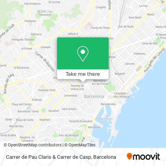 mapa Carrer de Pau Claris & Carrer de Casp