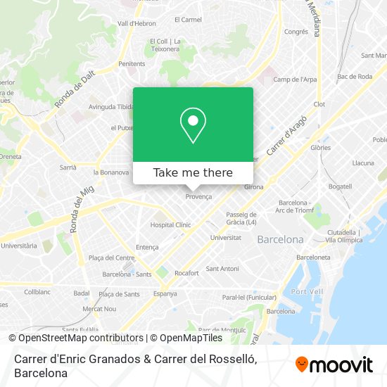 mapa Carrer d'Enric Granados & Carrer del Rosselló